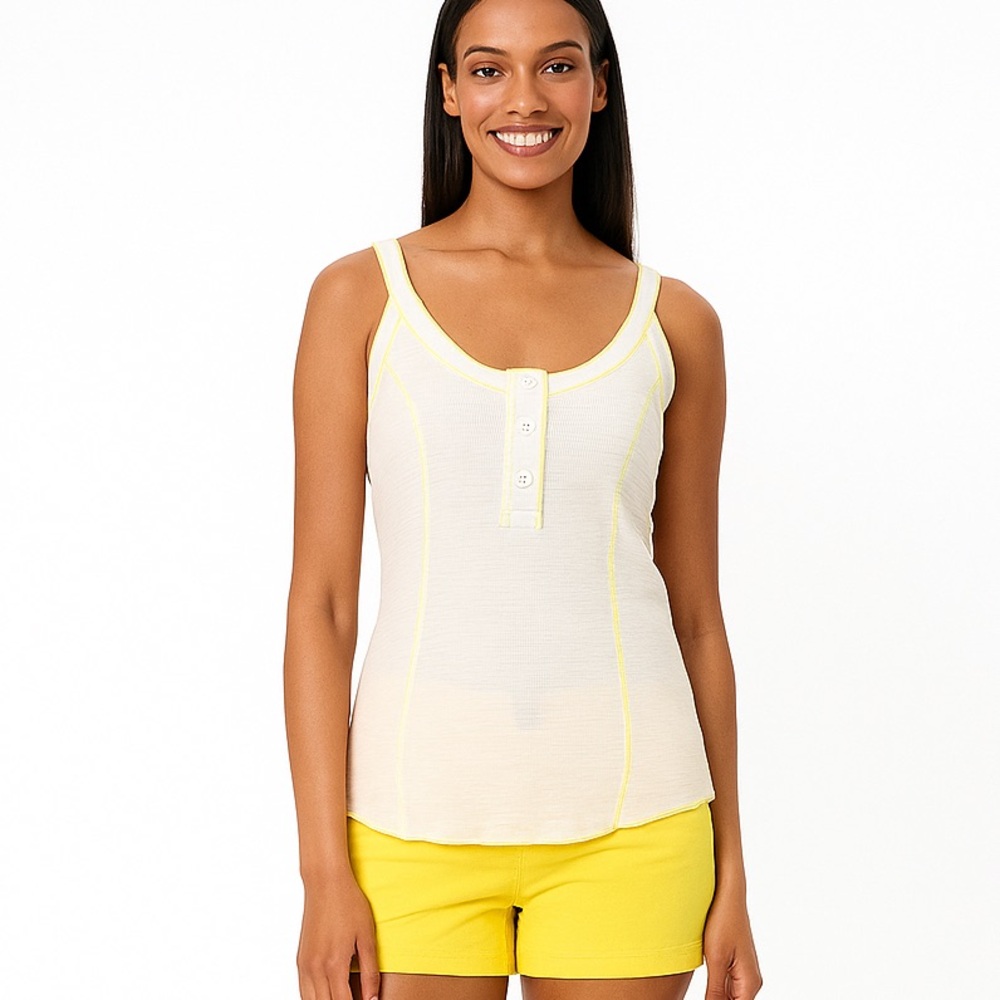 ☀️ Free People Cream Fitted Sleeveless Tank Top